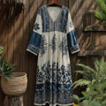 Women's Floral V-neck Long-sleeved Dress elevenforest