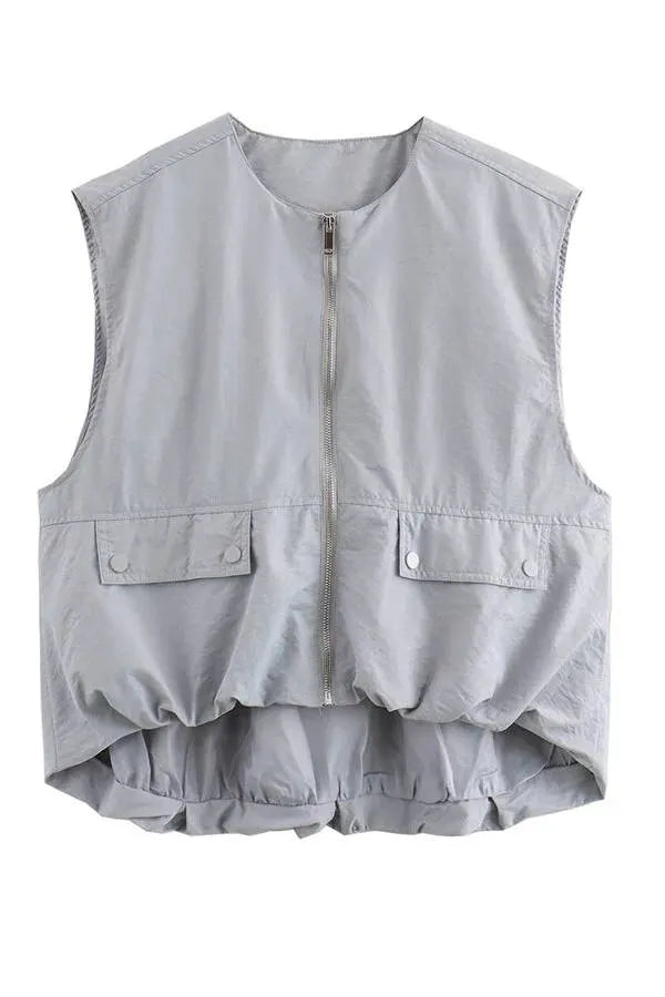 Fashionable Loose Sleeveless Pocket Vest