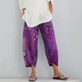 Vintage Geometric Floral Art Linen Blend Pants elevenforest