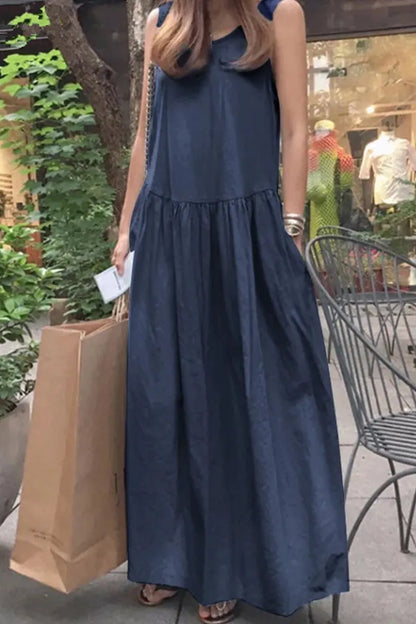 Simplicity Pocket O Neck Vest Dress Dresses