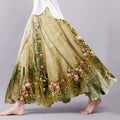 Women's Boho Flowers Art Linen Blend Skirt elevenforest
