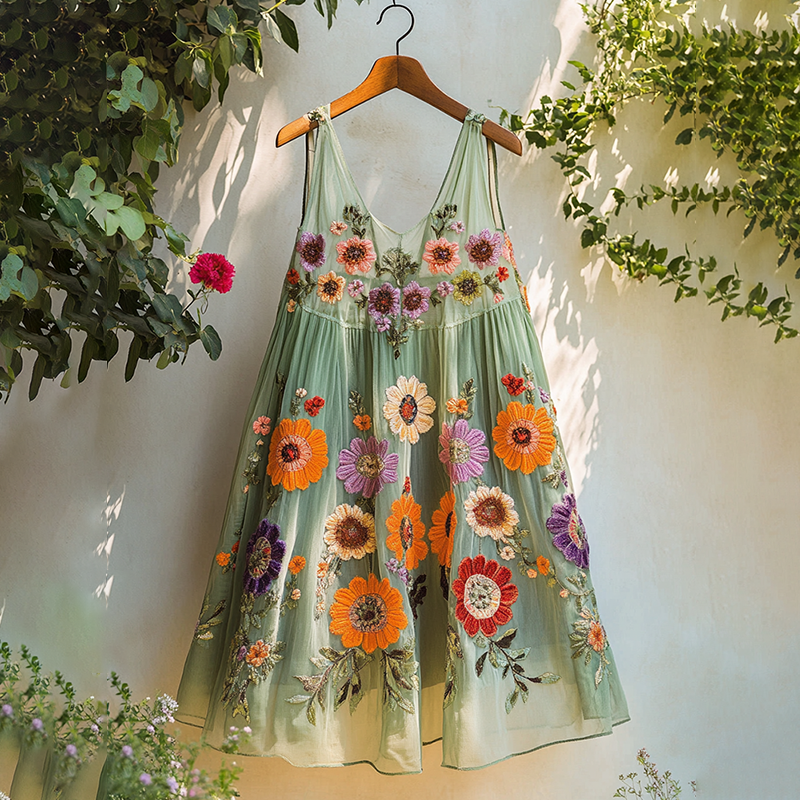 Vintage Bohemian Floral Embroidered Sleeveless Top elevenforest