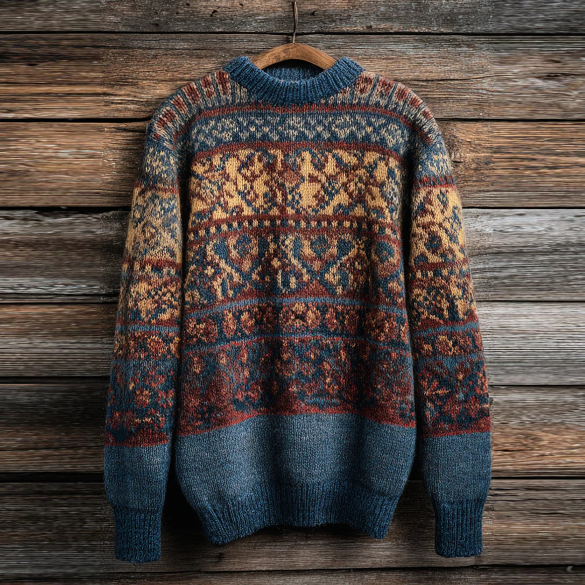 Men's Fairman Island Classic Pattern Crew Neck Sweater elevenforest