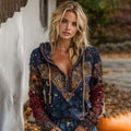Autumn Long-sleeved Embroidered Contrasting Color Hoodie elevenforest