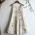 Vintage Floral Embroidery Casual Linen Sleeveless Dress elevenforest