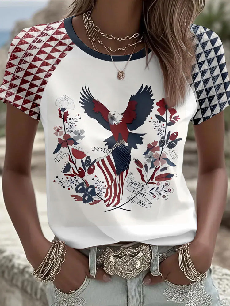 Comstylish Women's American Eagle Geometric T-shirts