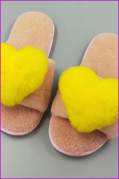 8 Colors Sweet Heart Lamb + Rabbit Fur Winter Slides/slippers Df044