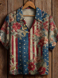 Independence Day Small V-neck Short-sleeved Shirt elevenforest