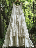 Vintage Floral Lace Patchwork Sleeveless Linen Maxi Dress elevenforest