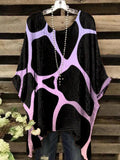 Women's Vintage Giraffe Pattern Round Neck Top
