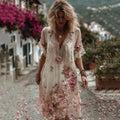 Vintage Floral Embroidery Short-sleeved Dress elevenforest
