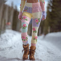 Women's Vintage Floral Patchwork Art Cozy Knit Leggings elevenforest