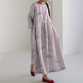 Comstylish Women's Vintage Japanese Floral Art Print Loose Midi Dress