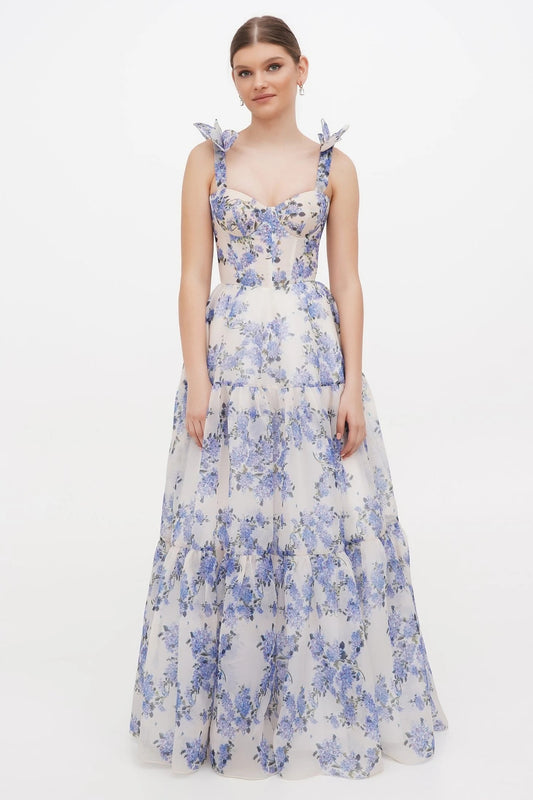 Sweetheart Neckline Frill Maxi Dress