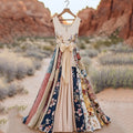 Women's Vintage Floral Art Comfy Linen Dress elevenforest