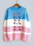 Comstylish Transgender Inspired Cat Pattern Casual Sweater