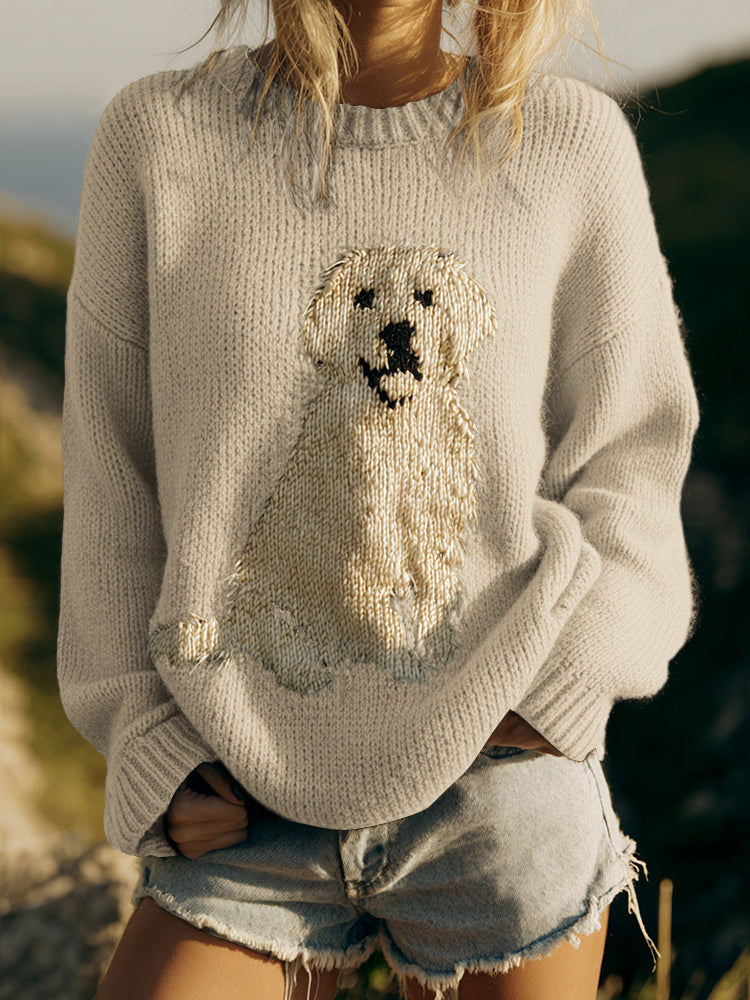 Comstylish Classic Fuzzy Golden Retriever Dog Felt Cozy Knit Sweater