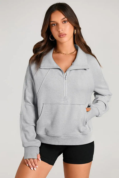 Light Grey Quarter Zip Sweatshirt