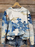 An Evening View of Fuji Japanese Art Comfy Sweatshirt elevenforest