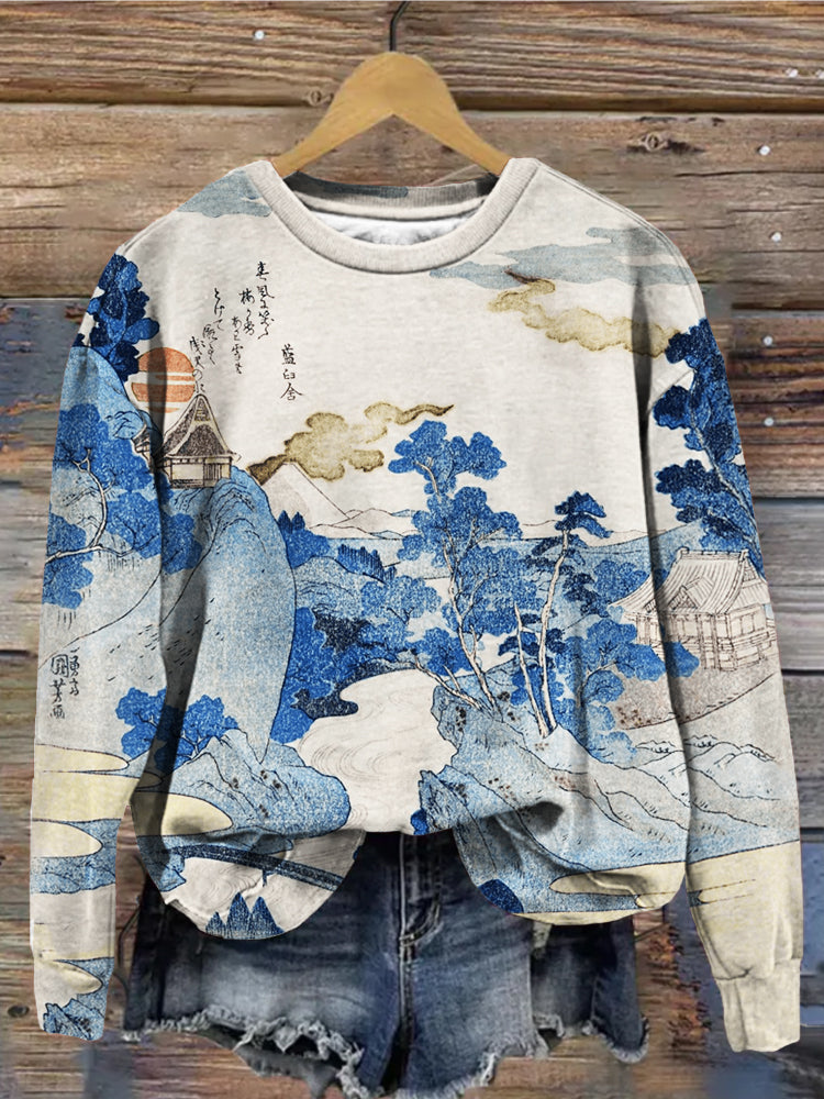 An Evening View of Fuji Japanese Art Comfy Sweatshirt elevenforest
