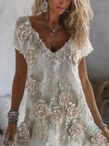 Women's Rose Soft Vintage Short Dress elevenforest