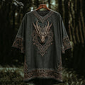 Men's Viking Dragon Head Embroidery Casual T Shirt elevenforest