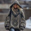 Vegvisir Viking Celtic Runes Knit Jacquard Cozy Hooded Sweater elevenforest