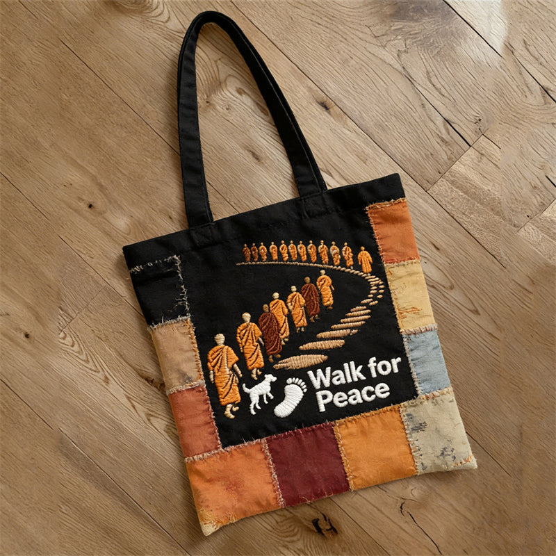 Comstylish Walk For Peace Mission Journey Patchwork Ecofriendly Tote Bag