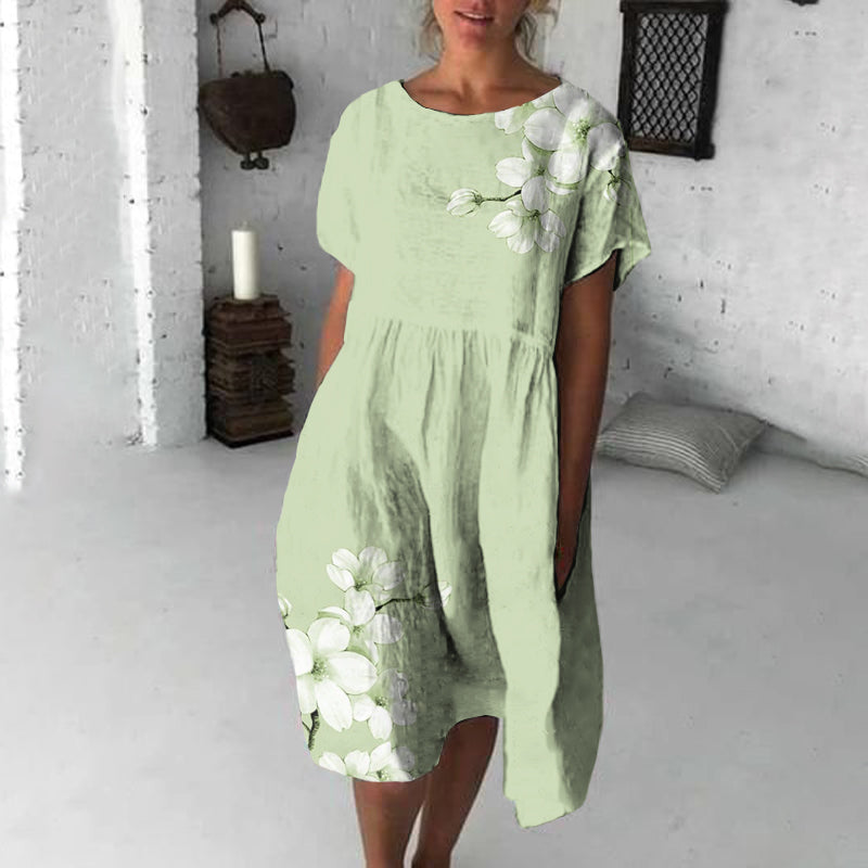 Vintage Flowers Japanese Flowy Midi Dress elevenforest