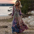 Tie-dye Boho Rose Embroidered Sequined Maxi Dress elevenforest
