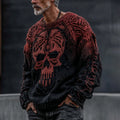Men's Halloween Skull Gradient Cozy Knit Pullover Sweater elevenforest