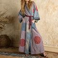 Women's Japanese Art  Linen V-neck Robe elevenforest