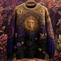 Halloween Mystical Celestial Glitter Moon & Stars Cozy Knit Sweater elevenforest