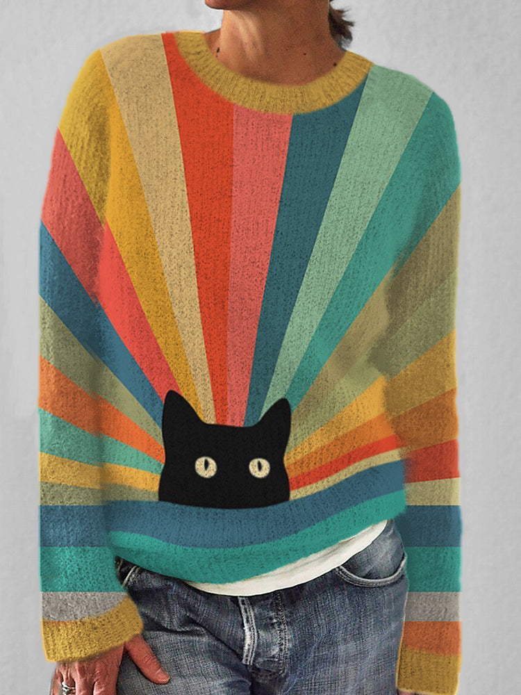 Rainbow Cat Art Women's Sweater elevenforest