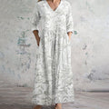 Vintage Floral Embroidery Women's Linen Dress elevenforest
