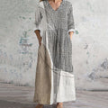 Vintage Abstract Geometry Art Women's Linen Dress elevenforest