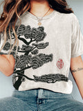 Pine Tree Japanese Lino Art Vintage T Shirt elevenforest