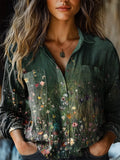Women's Vintage Floral Art Print Casual Long Sleeve Comfortable Cotton