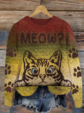 Meow Cat Gradient Women's Cozy Sweater artswardrobe