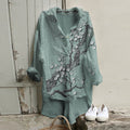 Retro Color Block Blossoms Japanese Painting Art Woven Tunic elevenforest