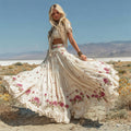 Boho Floral Art Women's Flowing Halter Long Skirt elevenforest