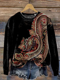 Comstylish Retro Paisley Pattern Art Print Casual Sweatshirt