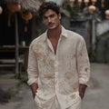 Men's Floral Embroidered Casual Long-sleeved Shirt elevenforest
