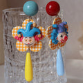 Comstylish Retro Contrast Color Clown Pendant Earrings