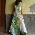 Women's Retro Floral Line Stitching Sleeveless Long Dress elevenforest