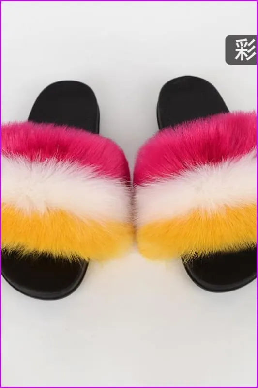 {5-7 Days Wait for Make} New Color Faux Fox Fur Slides F601