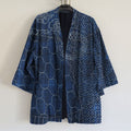 Japanese Traditional Sashiko Art Print Linen Blend Kimono Cardigan elevenforest