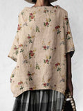 Women's Classic Floral Cotton and Linen Top