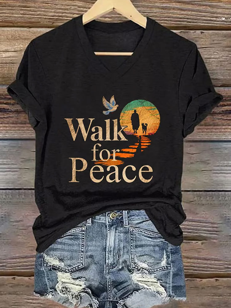 Comstylish Men's Walk For Peace Pattern T-shirt