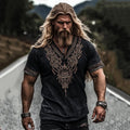 Men's Retro Viking Celtic Knot Art Linen Casual T-shirt elevenforest